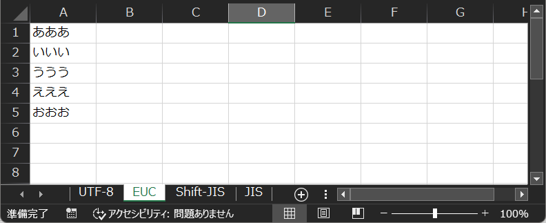 実行結果（EUC）